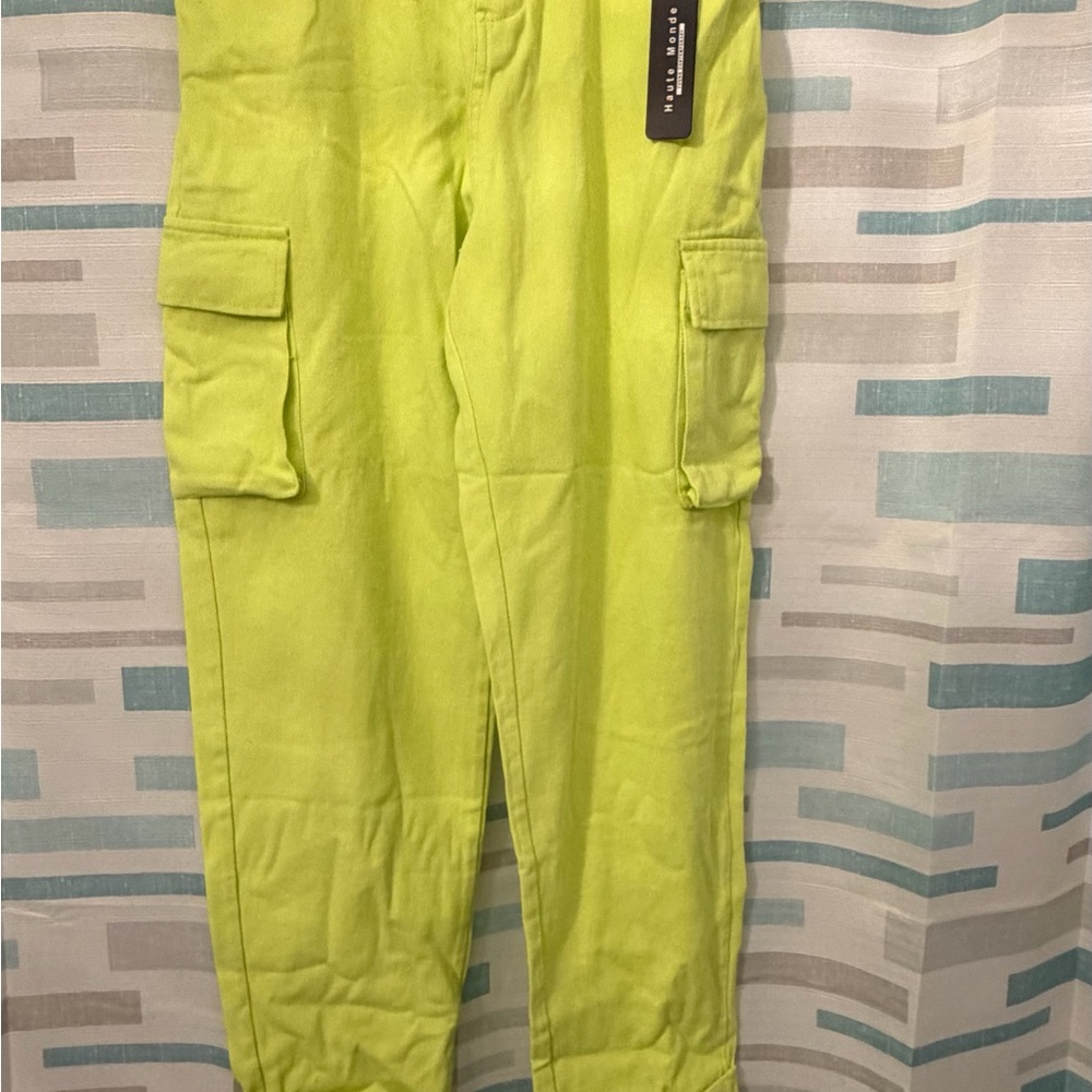 Haute Monde Neon Green Cargo Pants